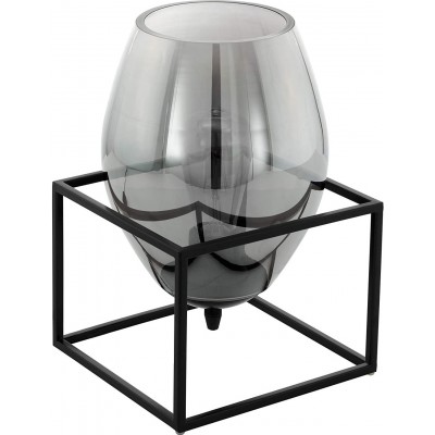 Lámpara de sobremesa Eglo 40W Forma Cúbica 31×20 cm. Salón, comedor y vestíbulo. Estilo moderno. Acero y Vidrio. Color negro
