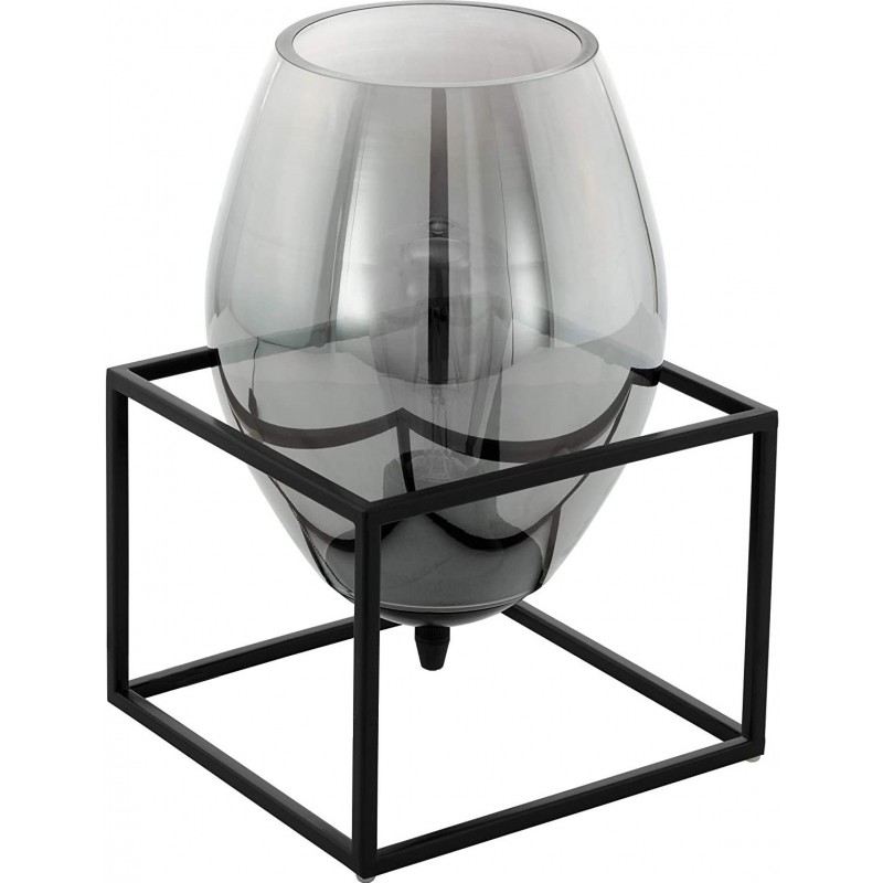 77,95 € Free Shipping | Table lamp Eglo 40W Cubic Shape 31×20 cm. Living room, dining room and lobby. Modern Style. Steel and Glass. Black Color