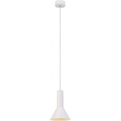Lámpara colgante 23W Forma Cónica 33×19 cm. LED Salón, comedor y dormitorio. Estilo moderno y cool. Acero y Aluminio. Color blanco