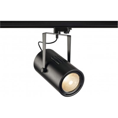 Indoor spotlight 60W Cylindrical Shape 30×26 cm. Adjustable LED. Three-phase rail-rail system Dining room, bedroom and lobby. Aluminum. Black Color