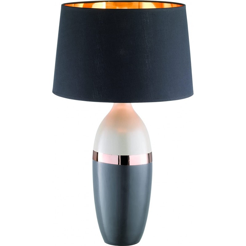 73,95 € Free Shipping | Table lamp 40W Cylindrical Shape 45×27 cm. Living room, bedroom and lobby. Classic Style. Ceramic and Textile. Black Color