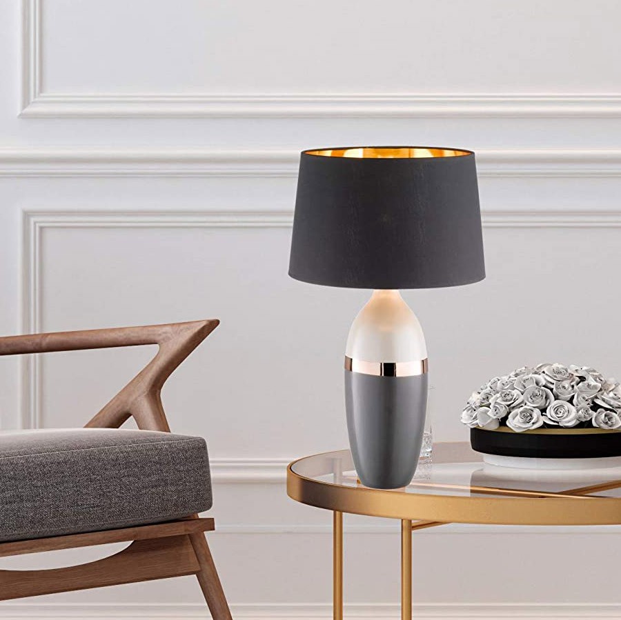 69,95 € Envoi gratuit | Lampe de table 40W 45×27 cm. Céramique et textile. Couleur noir