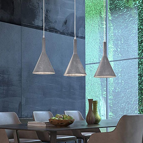 107,95 € Envio grátis | Lâmpada pendurada 40W 140×77 cm. Foco triplo Concreto. Cor cinza