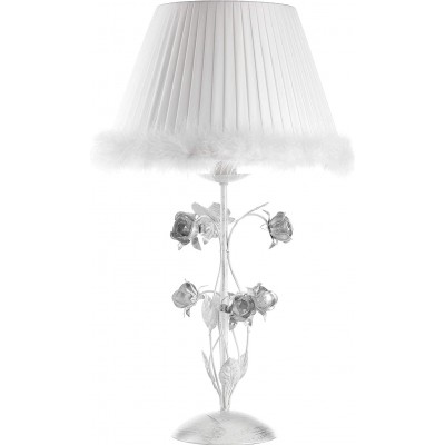 Lampe de table Façonner Conique 60×40 cm. Conception de plumes Salle, salle à manger et chambre. Métal. Couleur blanc