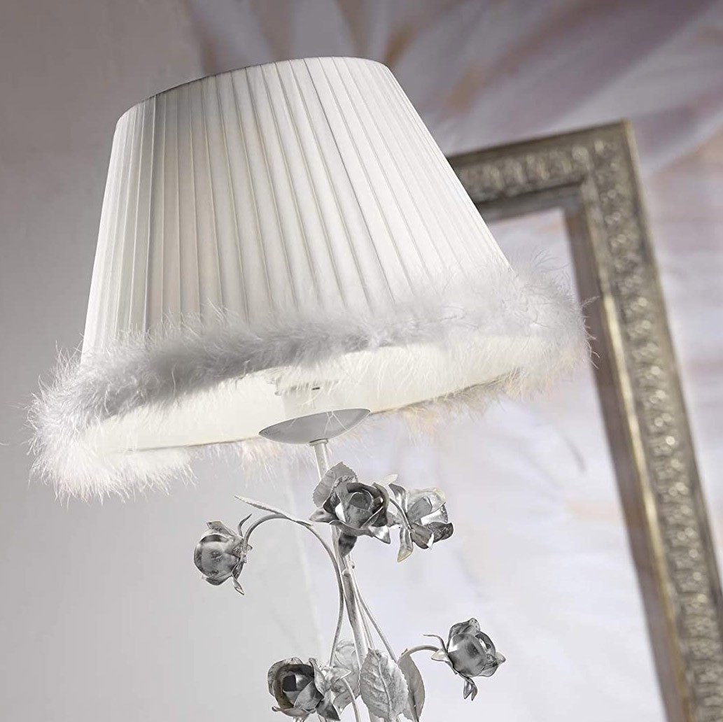 109,95 € Envio grátis | Lâmpada de mesa 60×40 cm. Desenho de penas Metais. Cor branco
