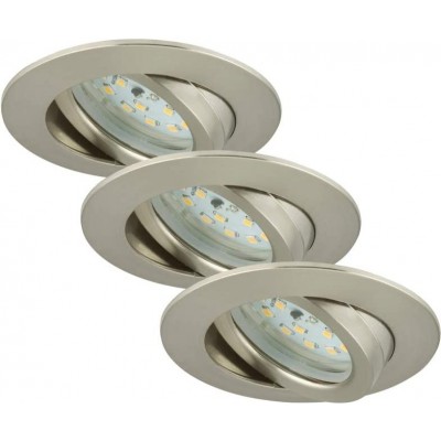 49,95 € Free Shipping | 3 units box Recessed lighting 6W Round Shape 8×8 cm. Dimmable LED Dining room, bedroom and lobby. Modern Style. PMMA. Nickel Color