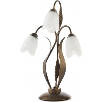 117,95 € Free Shipping | Table lamp 6W 61×48 cm. Triple spotlight with floral design Living room, dining room and bedroom. Metal casting. Golden Color