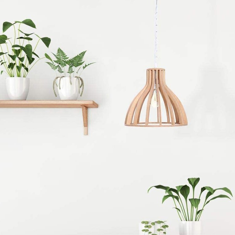 67,95 € Envoi gratuit | Lampe à suspension 38×34 cm. Métal et bois. Couleur marron