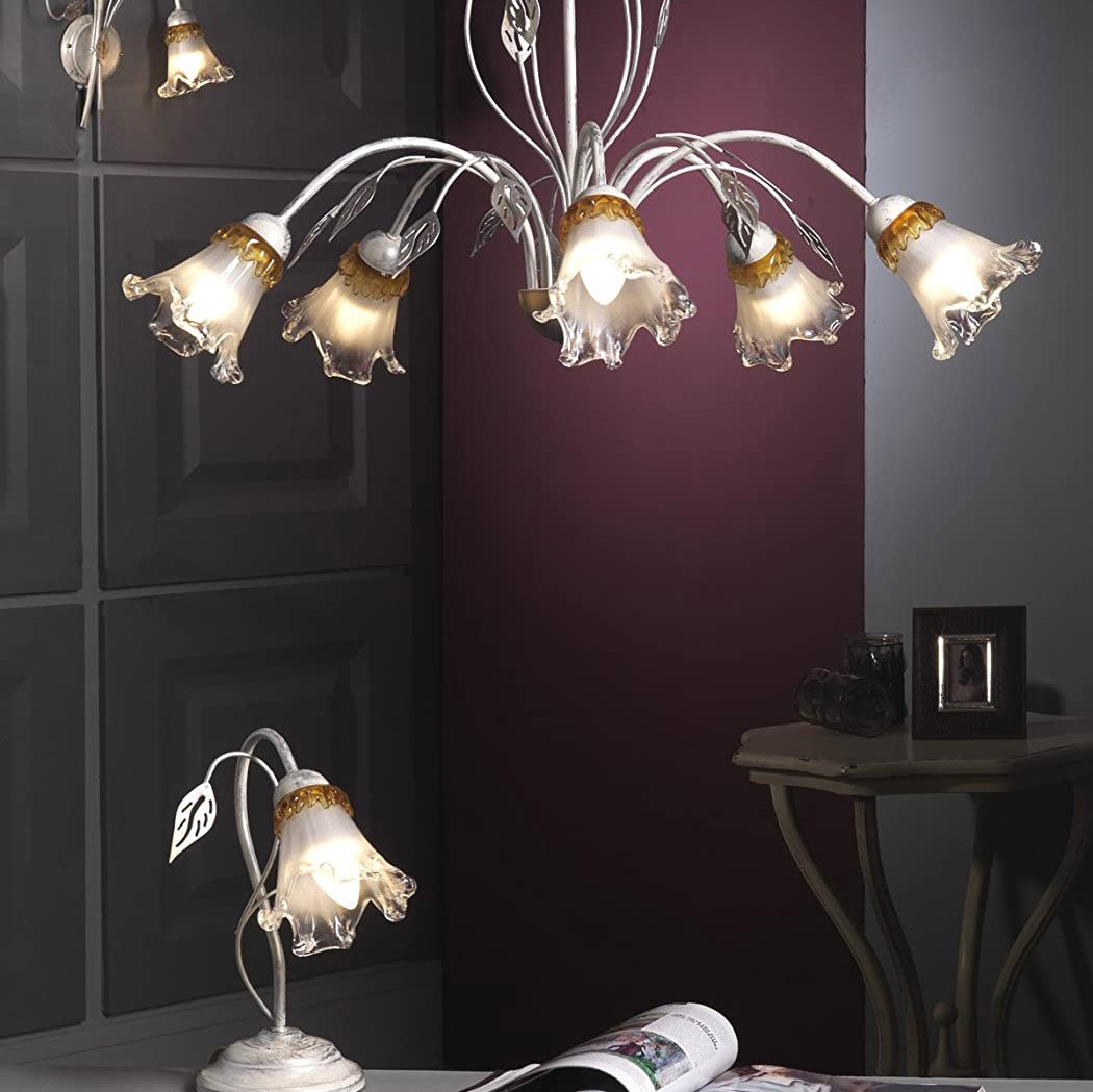 64,95 € 免费送货 | 室内壁灯 45×35 cm. 双焦点。花形设计 金属 和 玻璃. 镀铬 颜色