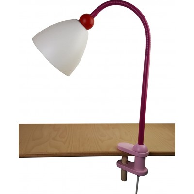 97,95 € Envio grátis | Lampada de escritorio 40W Forma Cônica 40×25 cm. Fixação de mesa com clipe Sala de estar, sala de jantar e quarto. Madeira. Cor rosa