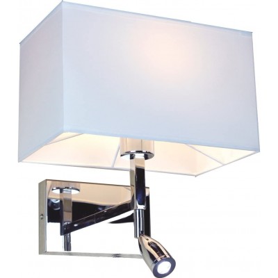 Lampada da parete per interni 40W Forma Rettangolare 28×23 cm. Luce ausiliaria da lettura a LED Soggiorno, camera da letto e atrio. Metallo. Colore cromato