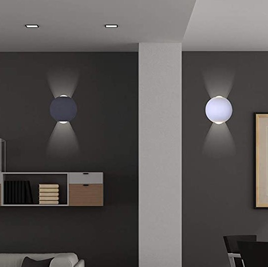 67,95 € Envio grátis | Luz de parede interna 6W 11×11 cm. Saída de luz LED bidirecional Alumínio. Cor cinza