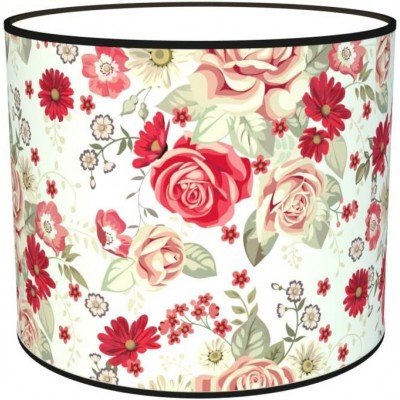 Lamp shade Cylindrical Shape 50×50 cm. Tulip Living room, dining room and bedroom. Textile and Polycarbonate. Red Color