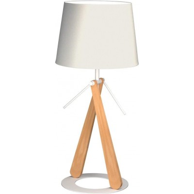 Lampada da tavolo 40W Forma Conica 60×21 cm. Soggiorno, camera da letto e atrio. Stile moderno. Acciaio, Alluminio e Legna. Colore bianca