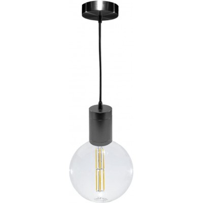 Lampe à suspension Façonner Sphérique 15×11 cm. Salle à manger, chambre et hall. Aluminium et Textile. Couleur gris
