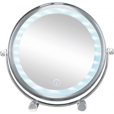 Lâmpada de mesa Forma Redondo 1×1 cm. Espelho LED de aumento de dupla face Sala de estar, sala de jantar e salão. Metais. Cor cromado