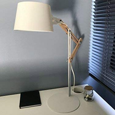 76,95 € Envio grátis | Lampada de escritorio 40W 60×40 cm. Articulável Metais e madeira. Cor branco