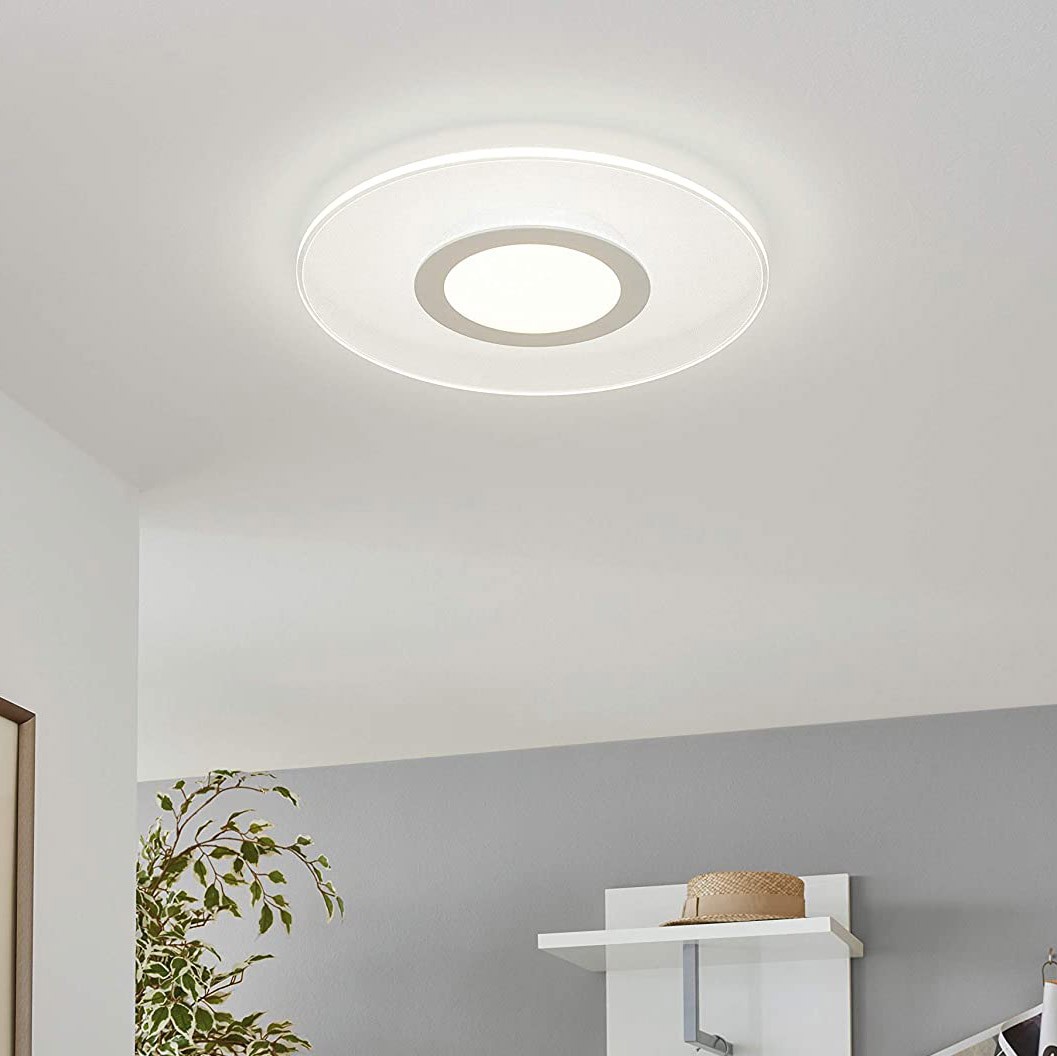 99,95 € Envío gratis | Plafón de interior Eglo 19W 3000K Luz cálida. Ø 38 cm. Aluminio y pmma. Color blanco