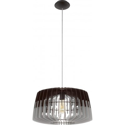 Hanging lamp Eglo 60W Cylindrical Shape Ø 48 cm. Dining room, bedroom and lobby. Modern Style. Steel and Wood. Gray Color