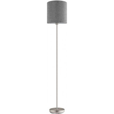 Luminária de piso Eglo Forma Cilíndrica 159×28 cm. Sala de estar, sala de jantar e quarto. Estilo moderno. Aço, Cristal e PMMA. Cor cinza