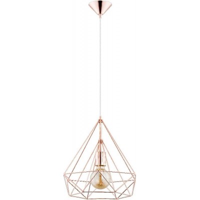 Lampe à suspension 60W 37×37 cm. Salle, salle à manger et chambre. Style vintage. Métal. Couleur rose