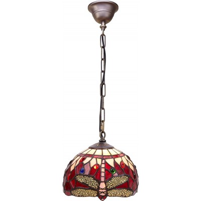 Lámpara colgante 60W Forma Esférica 130×20 cm. Diseño de libélulas Comedor, dormitorio y vestíbulo. Estilo diseño. Aluminio y Cristal. Color rojo