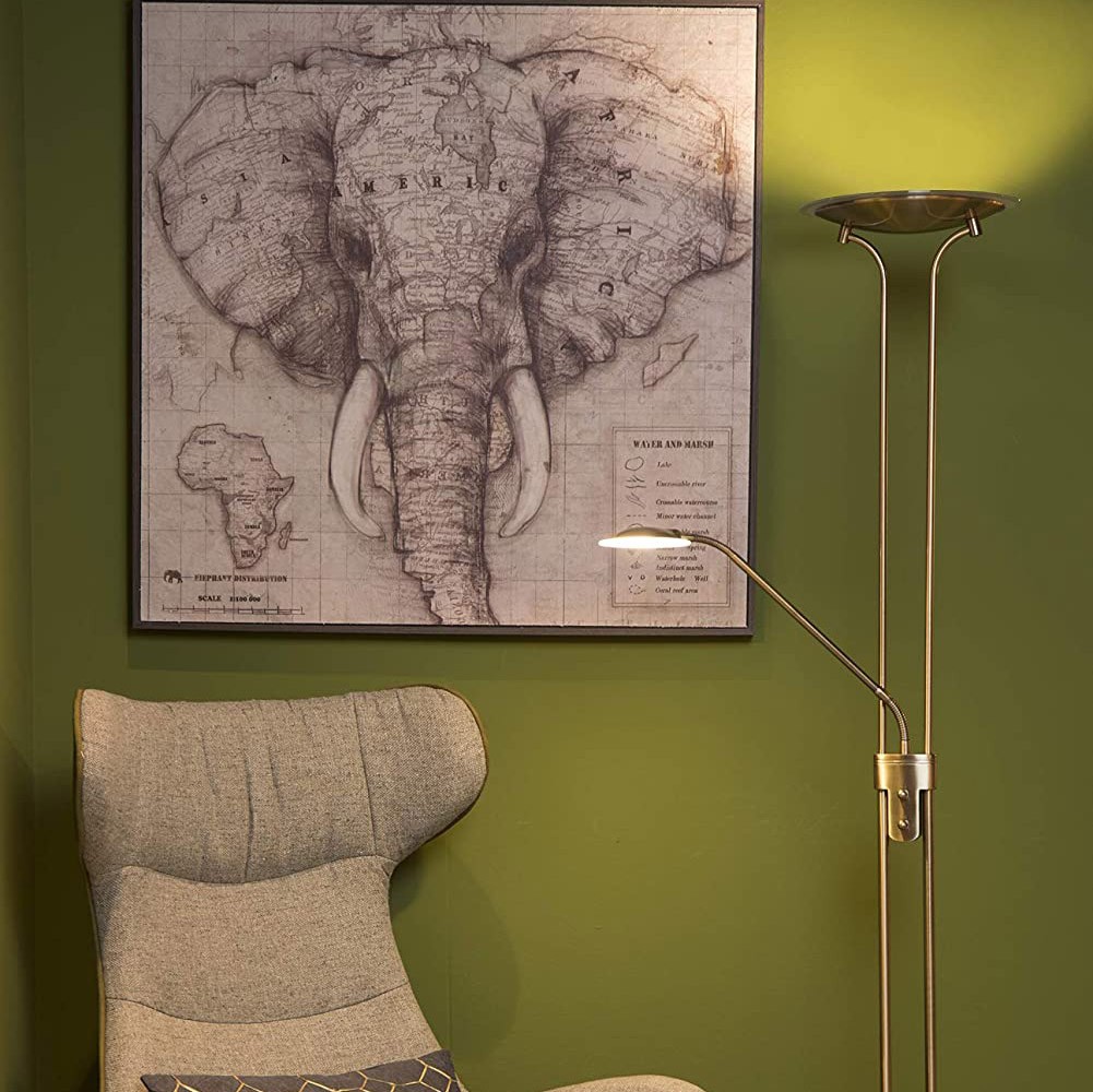 129,95 € Free Shipping | Floor lamp 20W 3000K Warm light. Ø 25 cm. Additional LED for reading Metal casting. Plated chrome Color