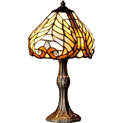 Lámpara de sobremesa Forma Cónica 37×20 cm. Salón, comedor y dormitorio. Cristal. Color naranja