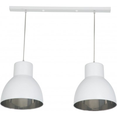 Lampe à suspension Façonner Sphérique 110×60 cm. Double foyer Salle, salle à manger et chambre. Aluminium. Couleur blanc