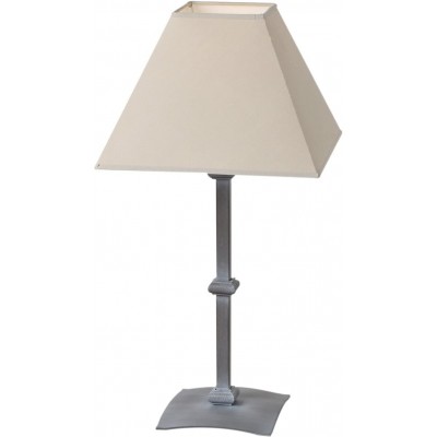 Lámpara de sobremesa 2700K Luz muy cálida. Forma Piramidal 47×25 cm. Salón, comedor y vestíbulo. Metal Niquelado. Color gris