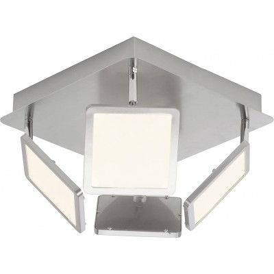 Ceiling lamp 5W Square Shape 30×30 cm. 4 spotlights Dining room, bedroom and lobby. Modern Style. PMMA and Metal casting. Gray Color