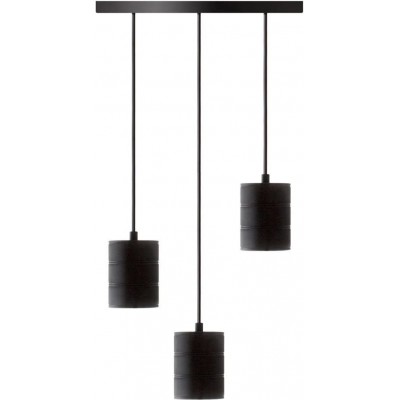 吊灯 40W 圆柱型 形状 33×33 cm. 三重焦点 饭厅, 卧室 和 大堂设施. 现代的 风格. 黑色的 颜色