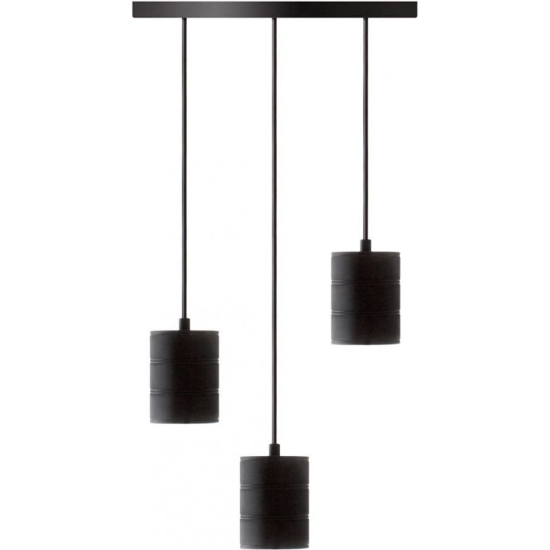 94,95 € Free Shipping | Hanging lamp 40W Cylindrical Shape 33×33 cm. Triple focus Dining room, bedroom and lobby. Modern Style. Black Color