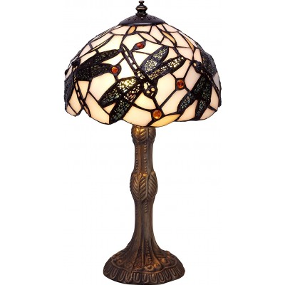 Lámpara de sobremesa 40W Forma Esférica 37×20 cm. Pantalla con diseño de libélulas Comedor, dormitorio y vestíbulo. Estilo diseño. Cristal. Color marrón