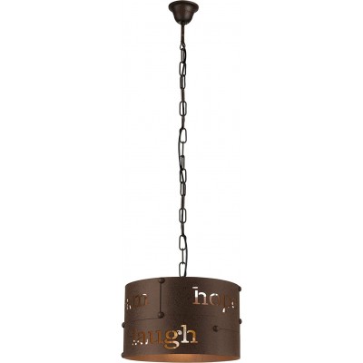 91,95 € Free Shipping | Hanging lamp Eglo 60W Cylindrical Shape Ø 32 cm. Dining room, bedroom and lobby. Steel. Brown Color