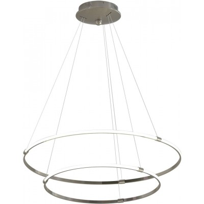 Lampada a sospensione 64W Forma Rotonda 120×80 cm. LED Soggiorno, sala da pranzo e atrio. Stile moderno. Metallo Nichelato. Colore bianca
