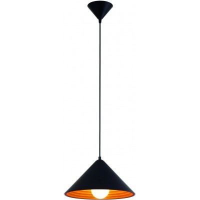 Lampe à suspension 60W Façonner Conique 32×32 cm. Salle, salle à manger et hall. Aluminium. Couleur noir