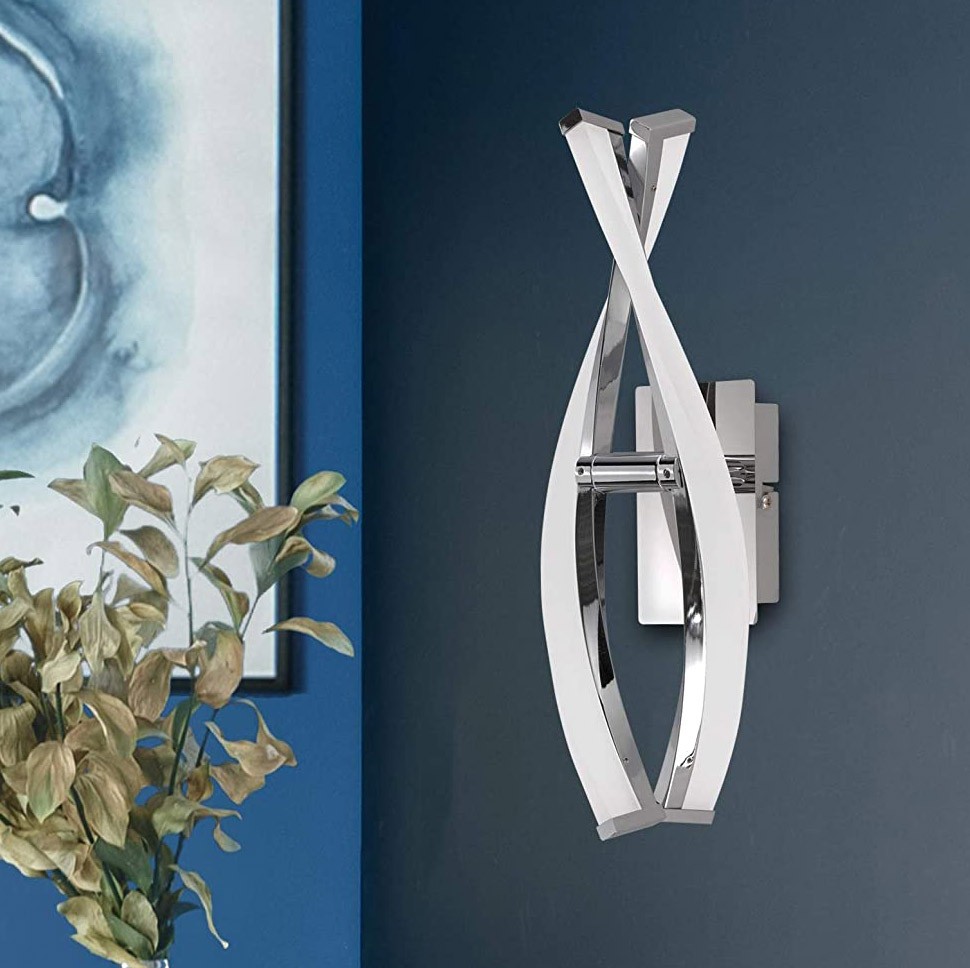 149,95 € Envío gratis | Aplique de pared interior 8W 37×13 cm. Acrílico y metal. Color cromado