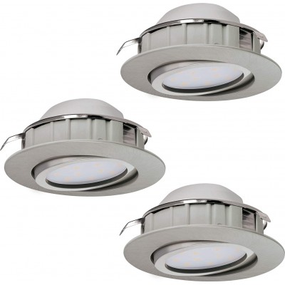 103,95 € Free Shipping | 3 units box Recessed lighting Eglo 6W 3000K Warm light. Round Shape 8×8 cm. Living room, dining room and bedroom. Modern Style. PMMA. Gray Color