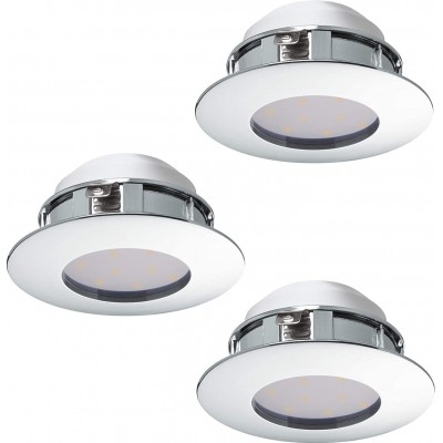 73,95 € Free Shipping | 3 units box Recessed lighting Eglo Round Shape 8×8 cm. Living room, dining room and bedroom. Modern Style. Steel. Plated chrome Color