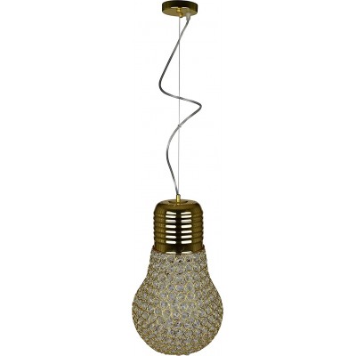 Lampada a sospensione 40W Forma Sferica 25×25 cm. Design a forma di lampadina Soggiorno, sala da pranzo e atrio. Stile moderno. Acrilico e Metallo. Colore marrone