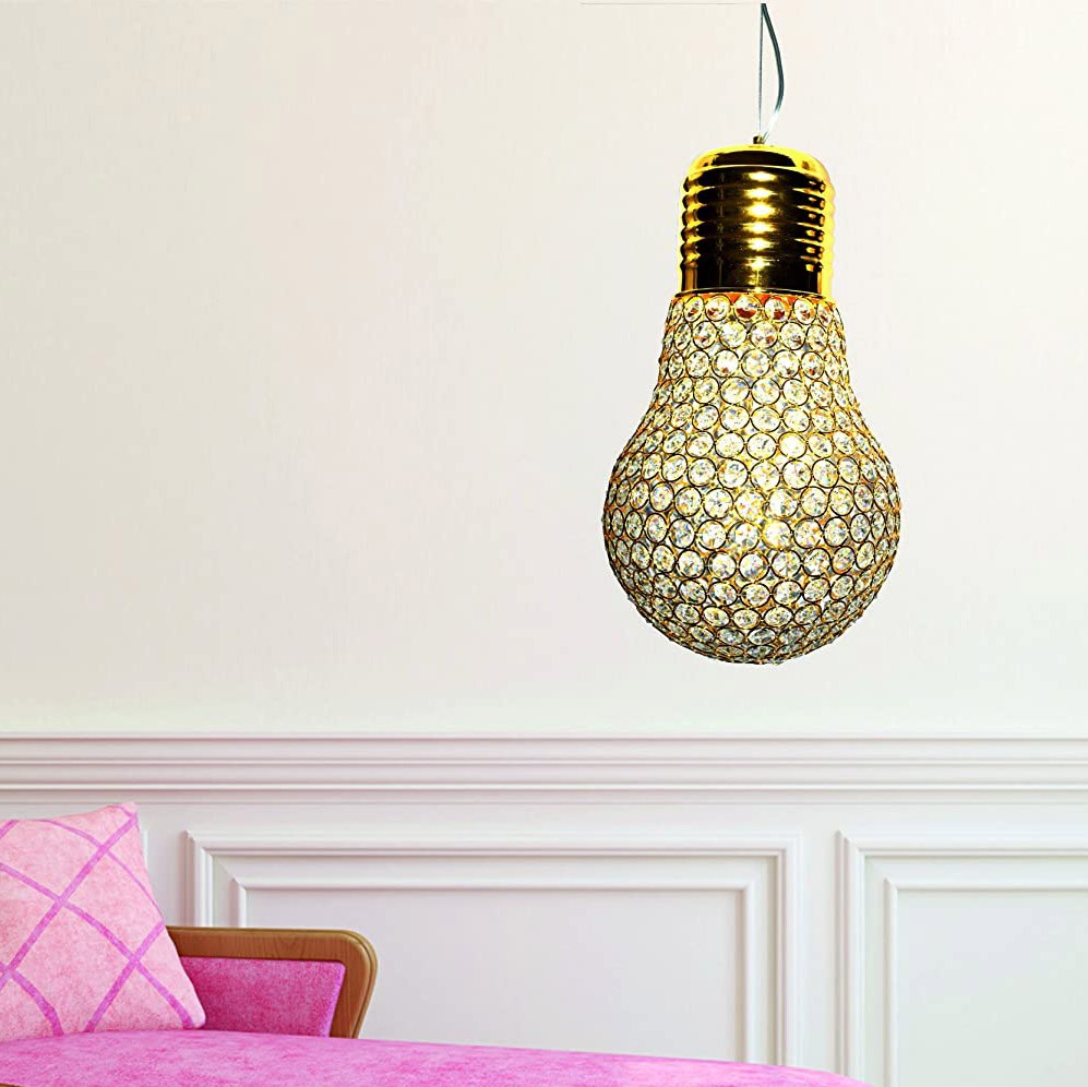 129,95 € Spedizione Gratuita | Lampada a sospensione 40W 25×25 cm. Design a forma di lampadina Acrilico e metallo. Colore marrone