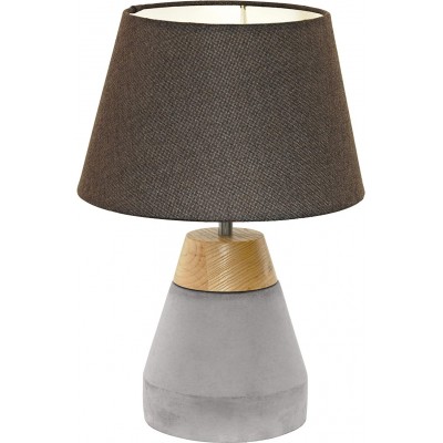 71,95 € Free Shipping | Table lamp Eglo 60W Cylindrical Shape 37×25 cm. Living room, bedroom and lobby. Modern Style. Steel, Concrete and Wood. Brown Color