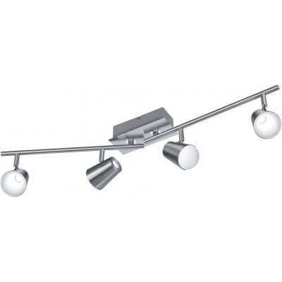 Indoor spotlight Trio 6W 3000K Warm light. Conical Shape 82×20 cm. 4 adjustable LED spotlights Bedroom. Metal casting. Nickel Color
