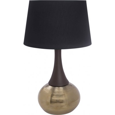 82,95 € Free Shipping | Table lamp 60W Cylindrical Shape 62×40 cm. Living room, dining room and lobby. Modern Style. Ceramic and Textile. Black Color