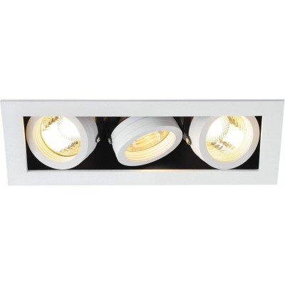 Iluminação embutida 50W Forma Retangular 22×15 cm. Refletor LED triplo regulável Sala de estar, sala de jantar e quarto. Estilo moderno. Aço e Alumínio. Cor branco