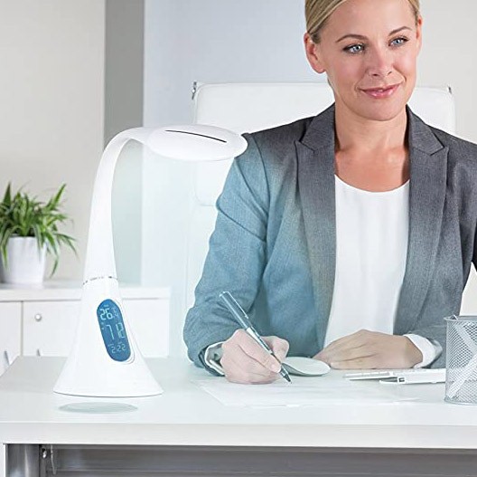 117,95 € Envio grátis | Lampada de escritorio 10W 33×17 cm. Candeeiro de mesa com calendário. tela integrada Pmma. Cor branco