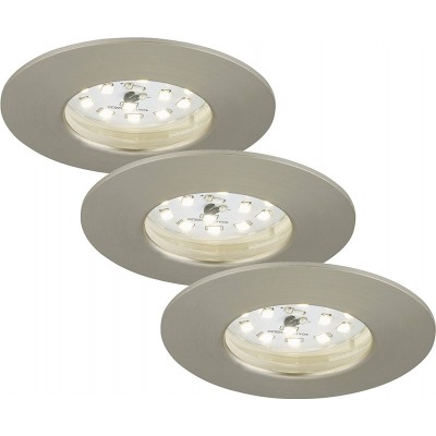 82,95 € Free Shipping | 3 units box Recessed lighting 15W Round Shape 8×8 cm. Triple dimmable LED lamp Living room, dining room and lobby. PMMA and Metal casting. Gray Color