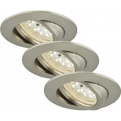 78,95 € Free Shipping | 3 units box Recessed lighting 6W Round Shape 8×8 cm. Dimmable LED Living room, dining room and bedroom. PMMA. Nickel Color