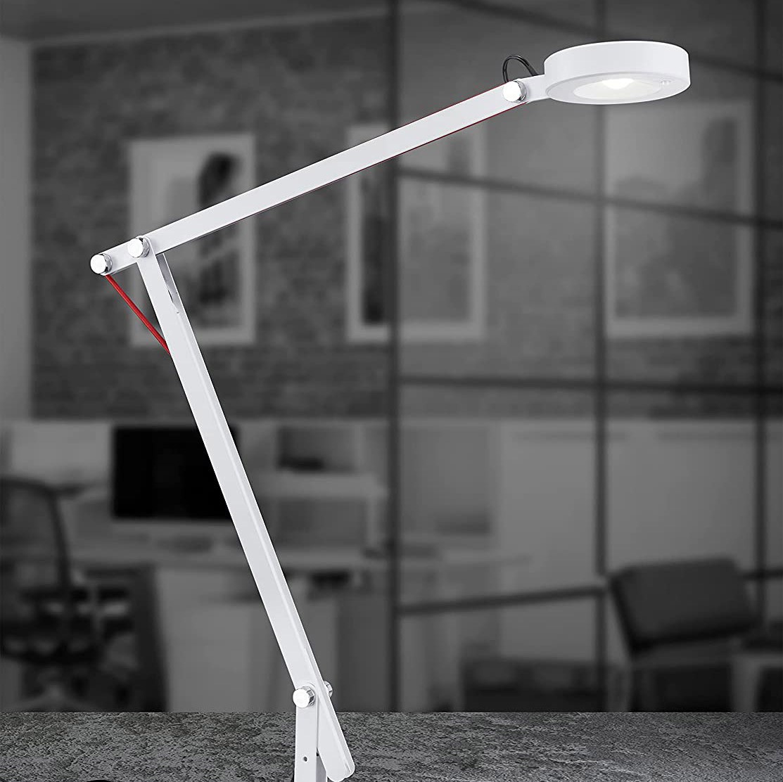 92,95 € Free Shipping | Technical lamp Trio 5W 3000K Warm light. 90×18 cm. Articulated. Clamping Accessories Metal casting. White Color